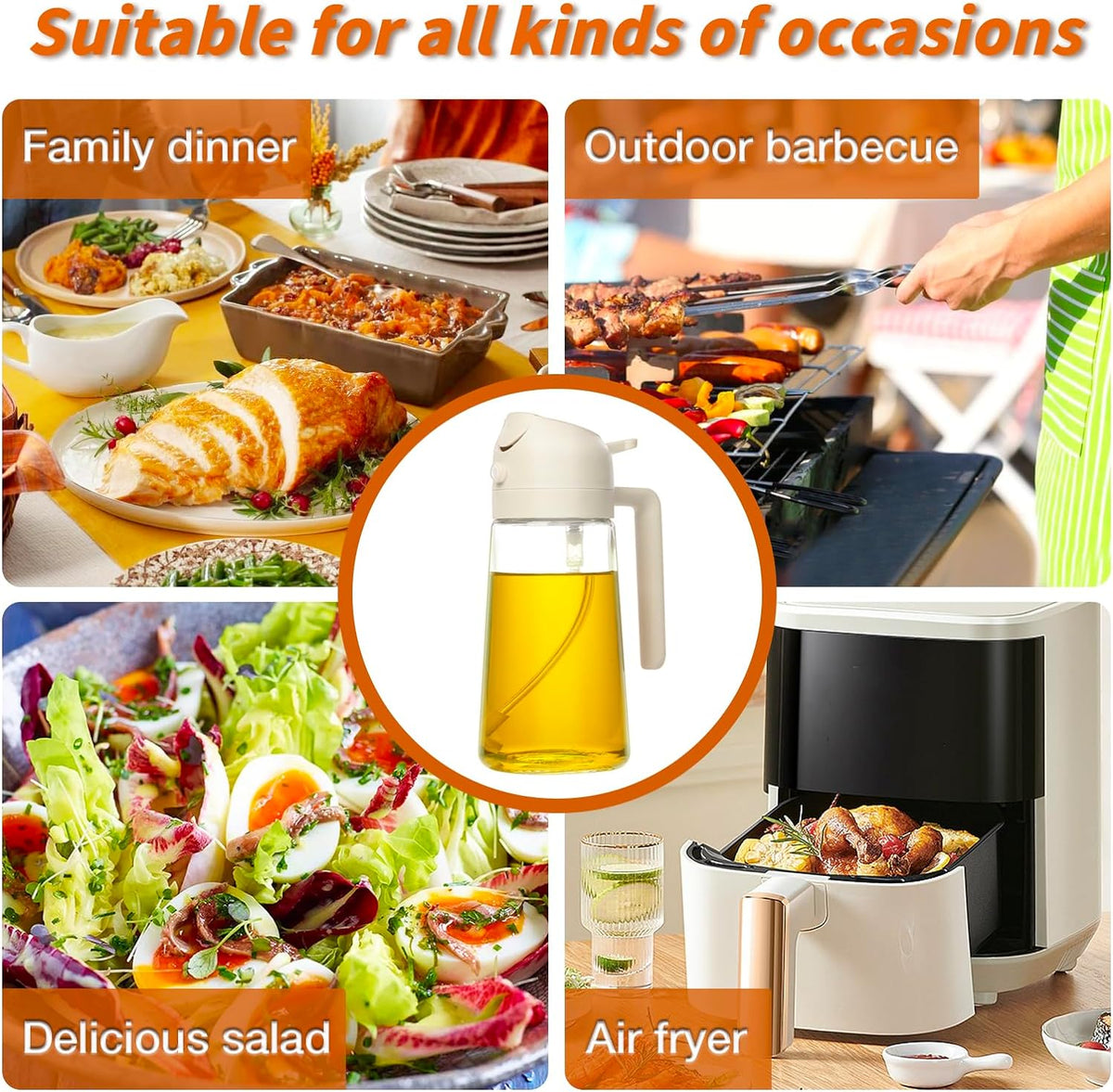 DualSpray Olive Oil Sprayer - 2-in-1 Glass Dispenser and Mister