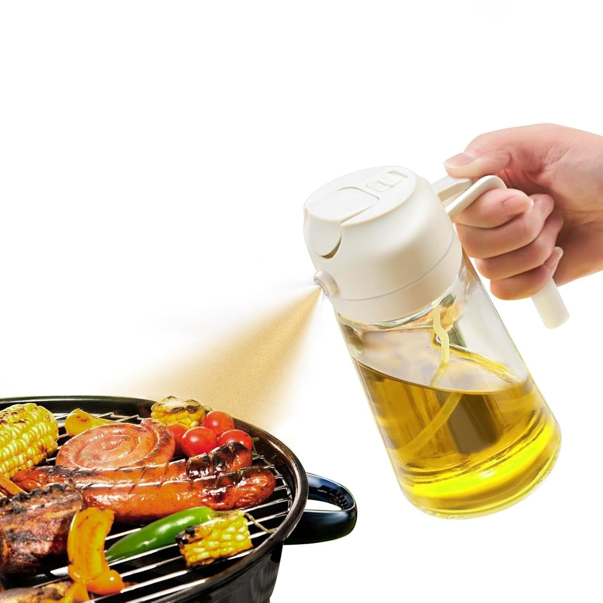 DualSpray Olive Oil Sprayer - 2-in-1 Glass Dispenser and Mister