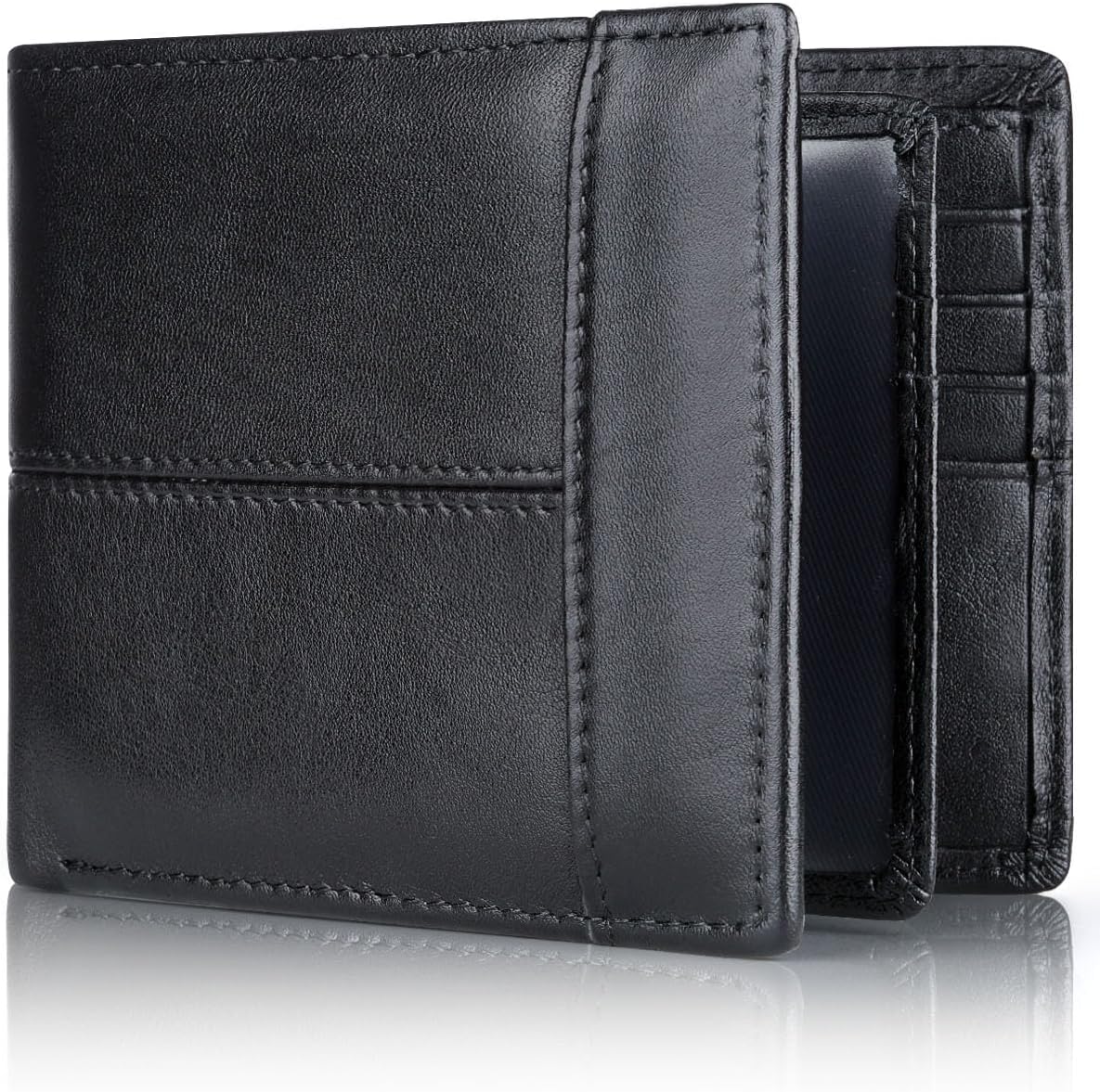 SlimArmor RFID-Blocking Leather Bifold Wallet - 16 Card Slots for Men