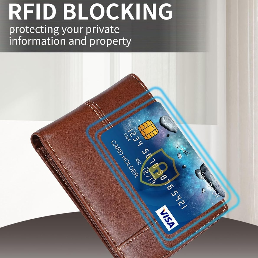 SlimArmor RFID-Blocking Leather Bifold Wallet - 16 Card Slots for Men