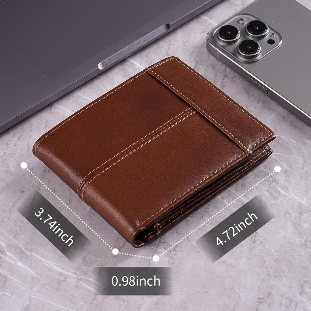 SlimArmor RFID-Blocking Leather Bifold Wallet - 16 Card Slots for Men