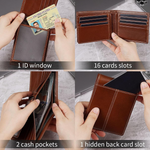 SlimArmor RFID-Blocking Leather Bifold Wallet - 16 Card Slots for Men