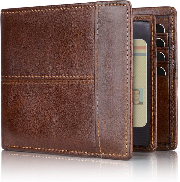 SlimArmor RFID-Blocking Leather Bifold Wallet - 16 Card Slots for Men