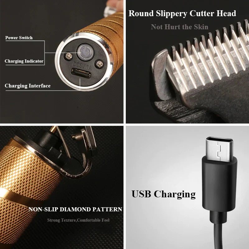 Pro Hair Clippers Set - Cordless Gold Fade Clipper Kit