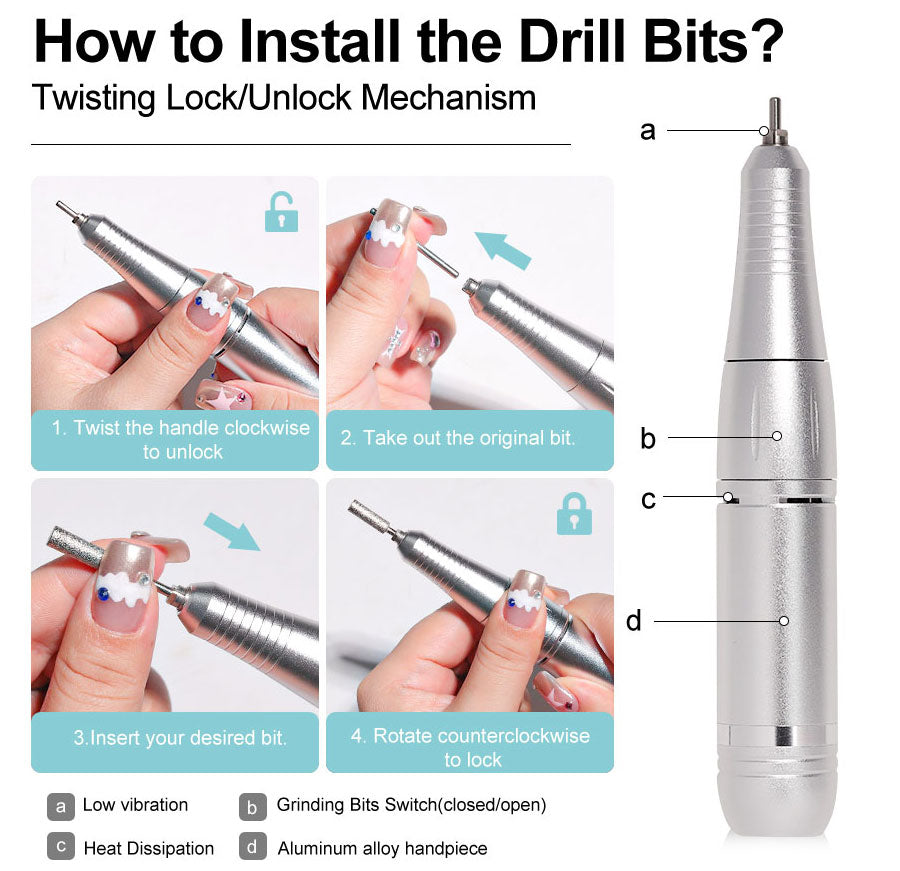 Electric Nail File 45000RPM - Quiet Portable Manicure Tool