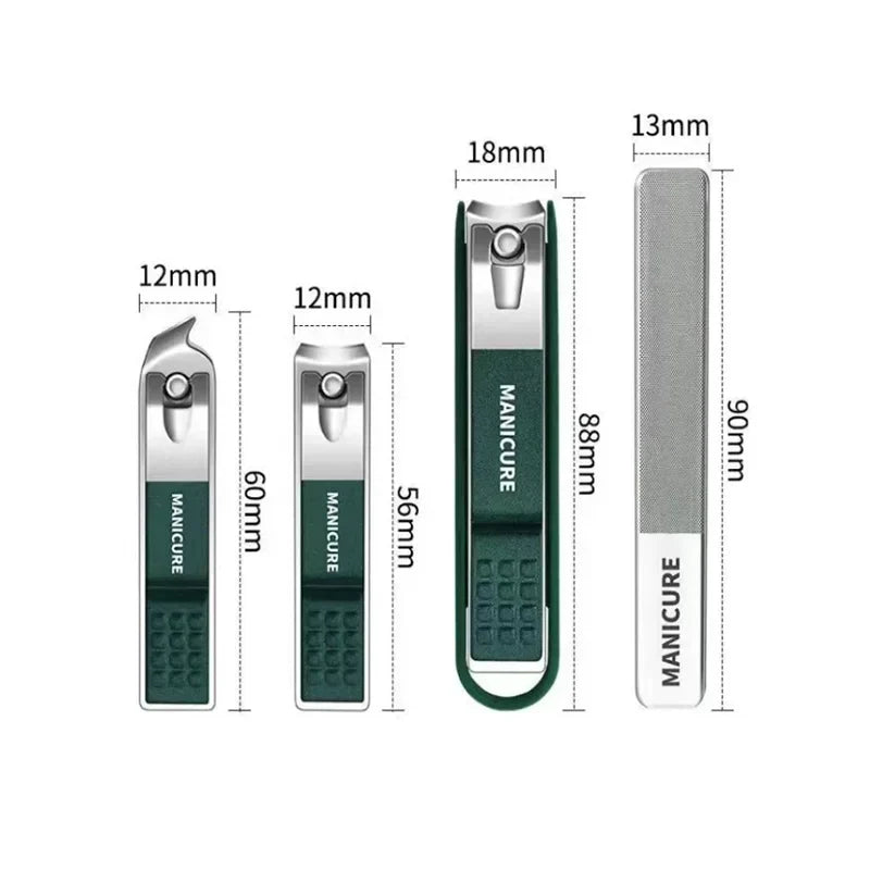 Professional Nail Clipper Set - Stainless Steel with Anti-Splash Design