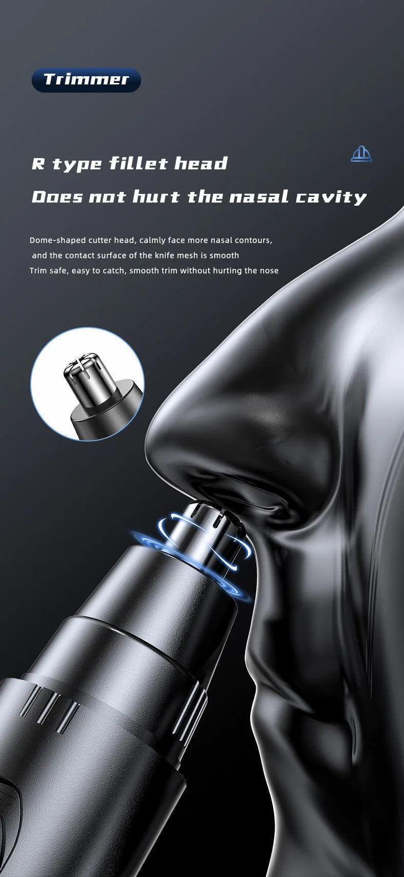 Rechargeable Nose & Ear Hair Trimmer - Painless Precision Grooming
