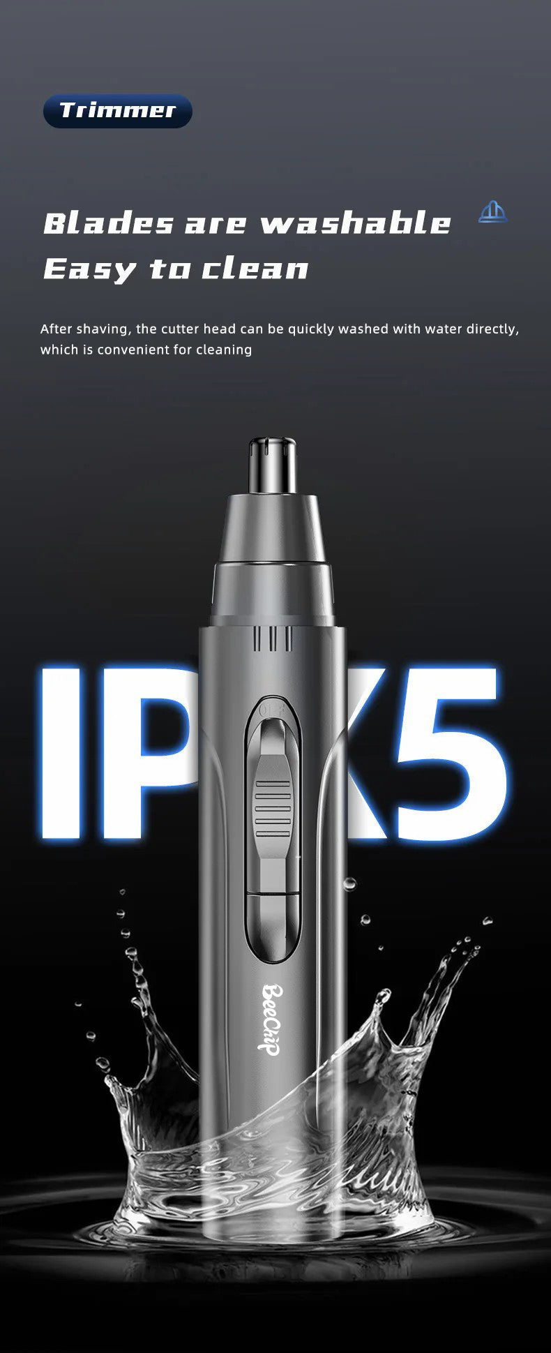 Rechargeable Nose & Ear Hair Trimmer - Painless Precision Grooming