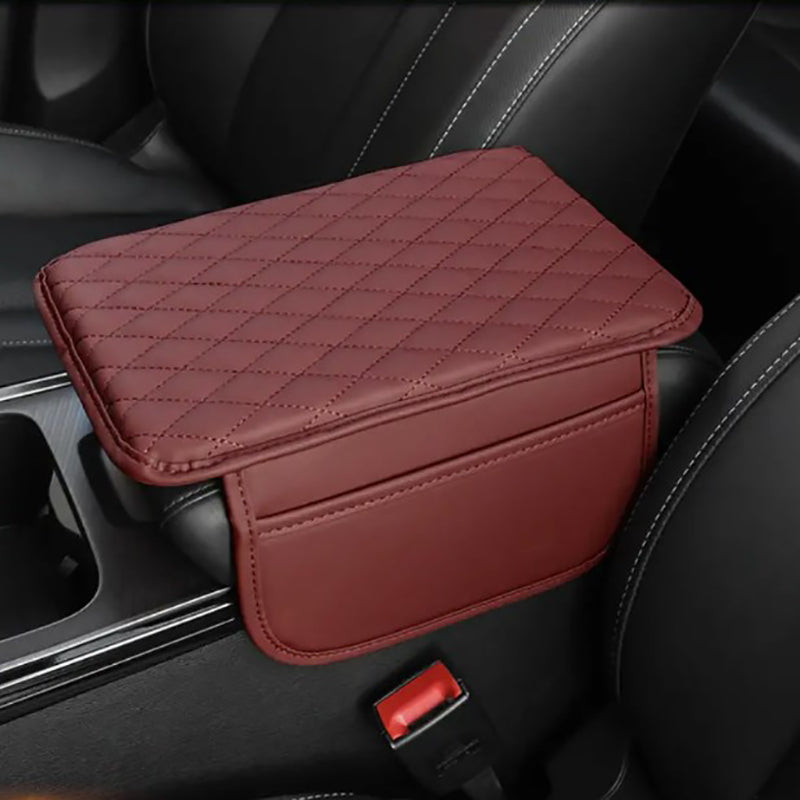 PU Leather Car Armrest Mat - Comfort and Storage Pad