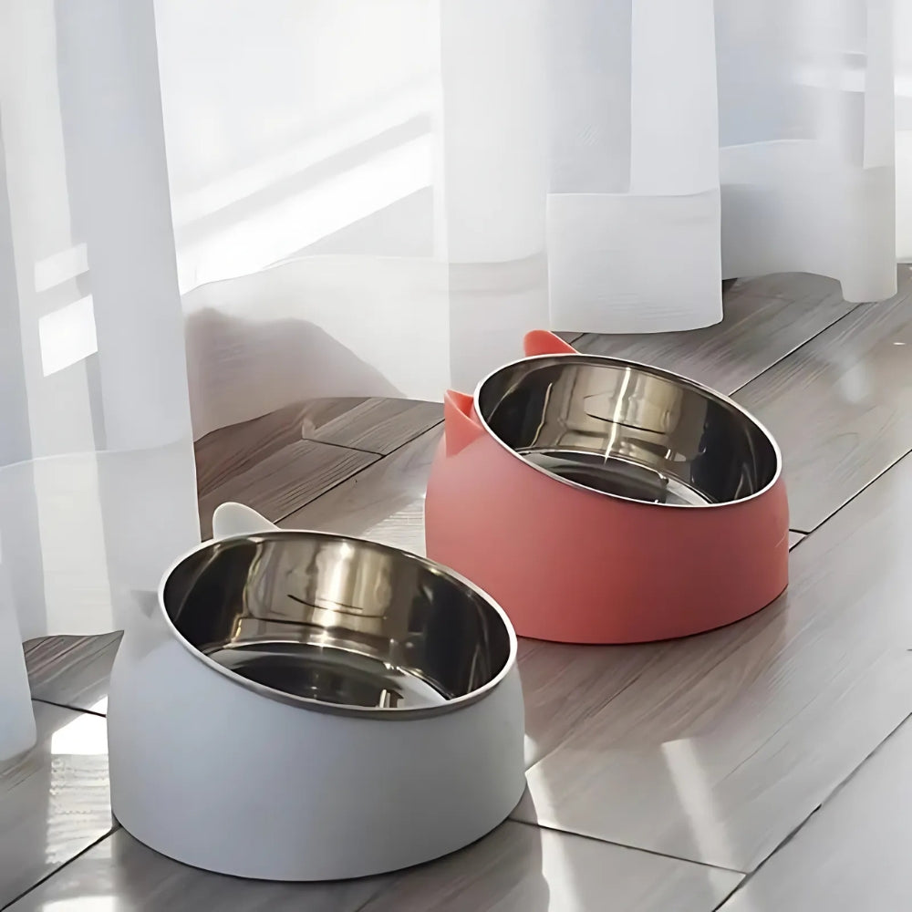 Angled Cat Bowl - Tilted Design for Comfortable Feeding