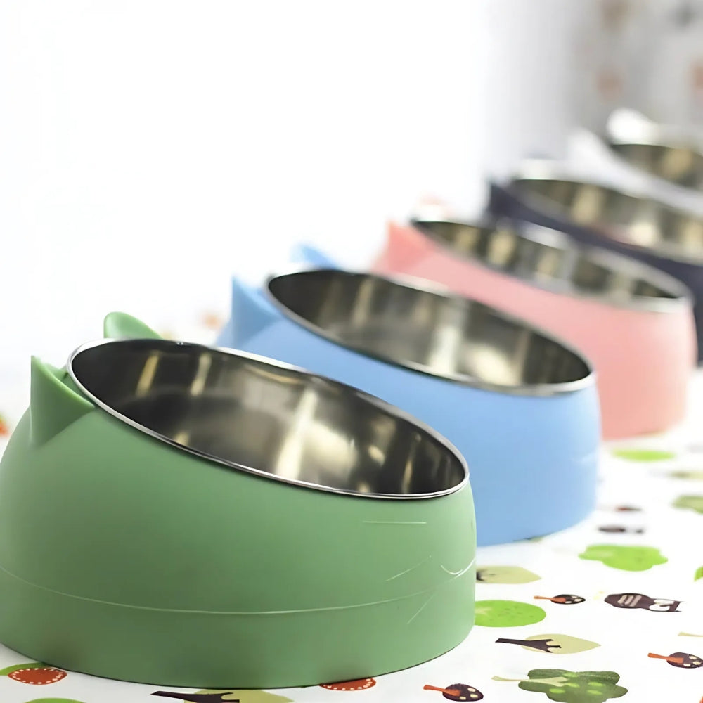 Angled Cat Bowl - Tilted Design for Comfortable Feeding