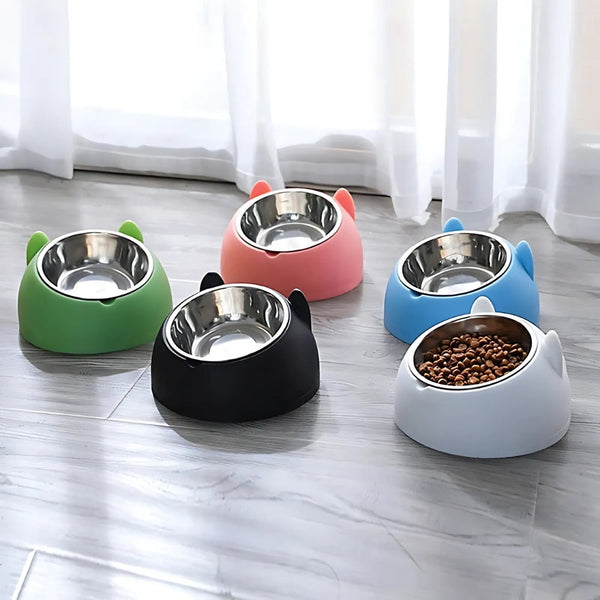 Angled Cat Bowl - Tilted Design for Comfortable Feeding