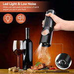 Electric Salt & Pepper Mill Set - One-Handed Grinder with LED Light