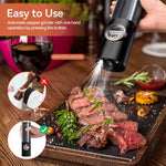 Electric Salt & Pepper Mill Set - One-Handed Grinder with LED Light