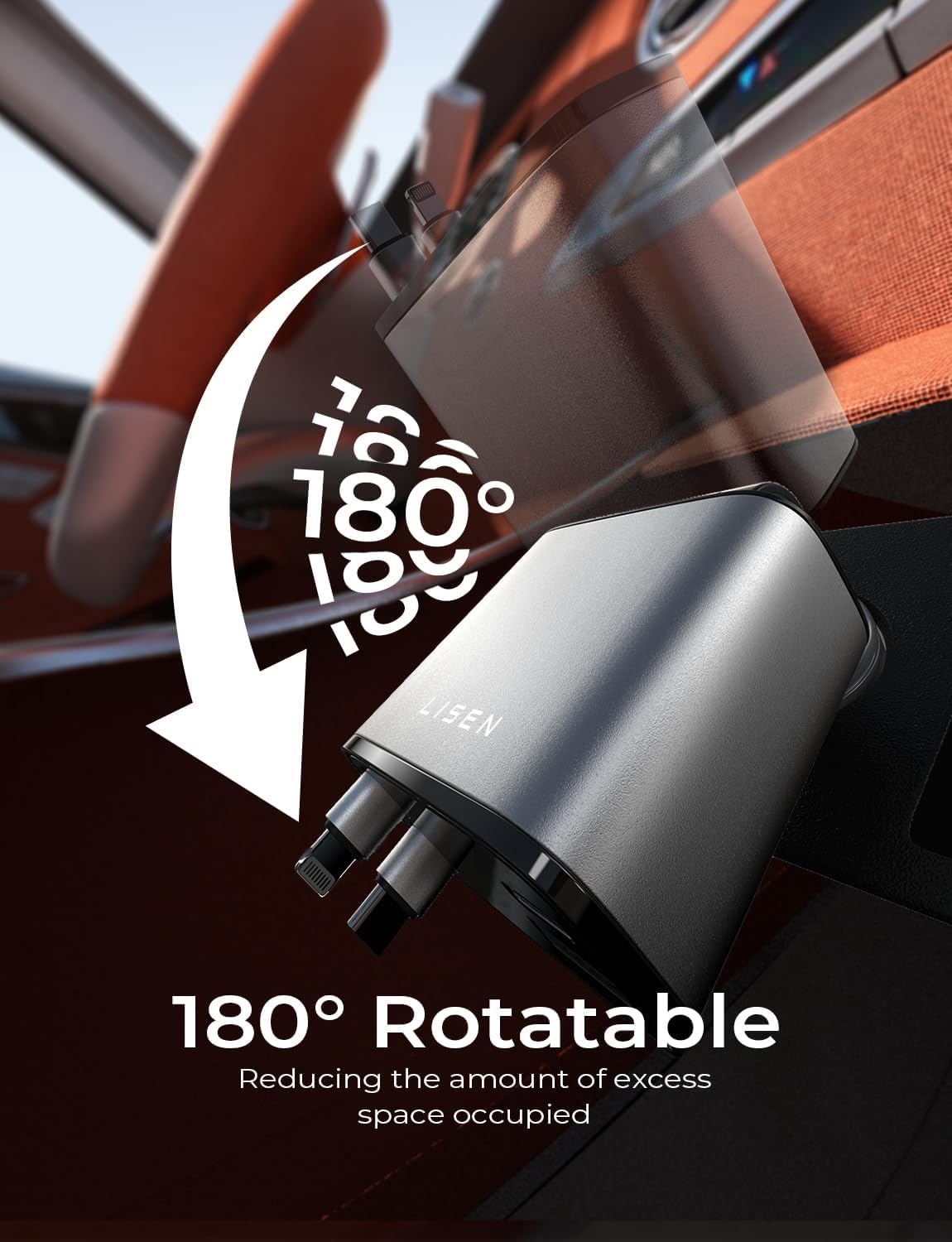 69W Retractable Car Charger - Fast USB-C Charging Cable