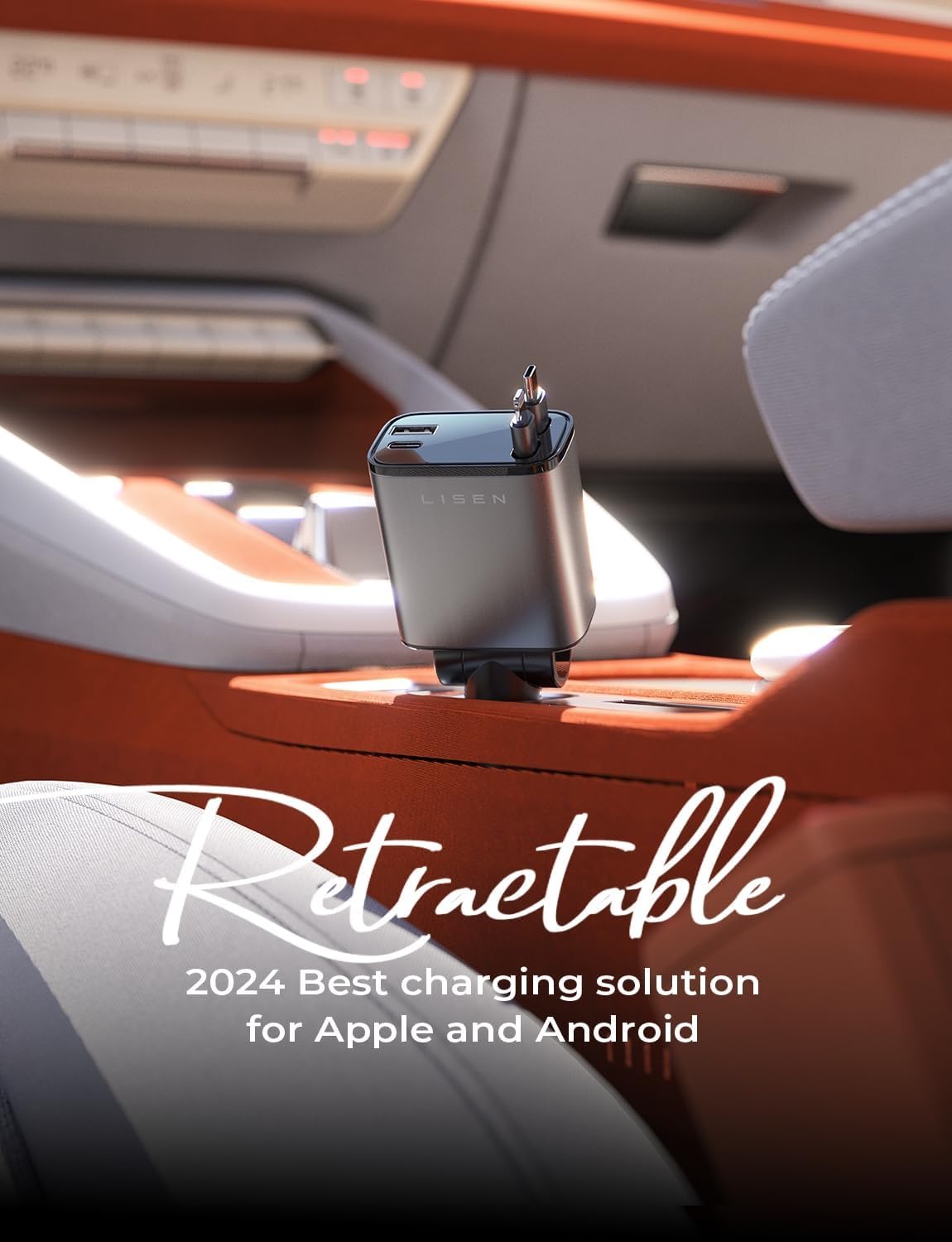 69W Retractable Car Charger - Fast USB-C Charging Cable