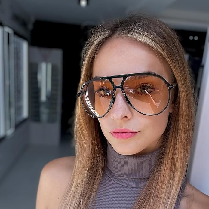 Amara Retro Oversized Aviator Sunglasses - UV400 Vintage Style