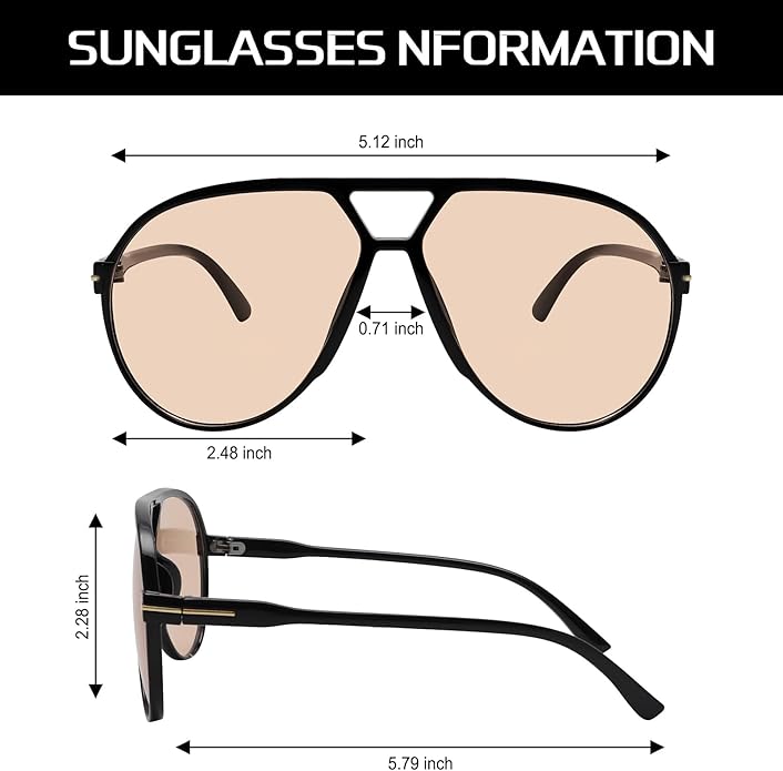 Amara Retro Oversized Aviator Sunglasses - UV400 Vintage Style