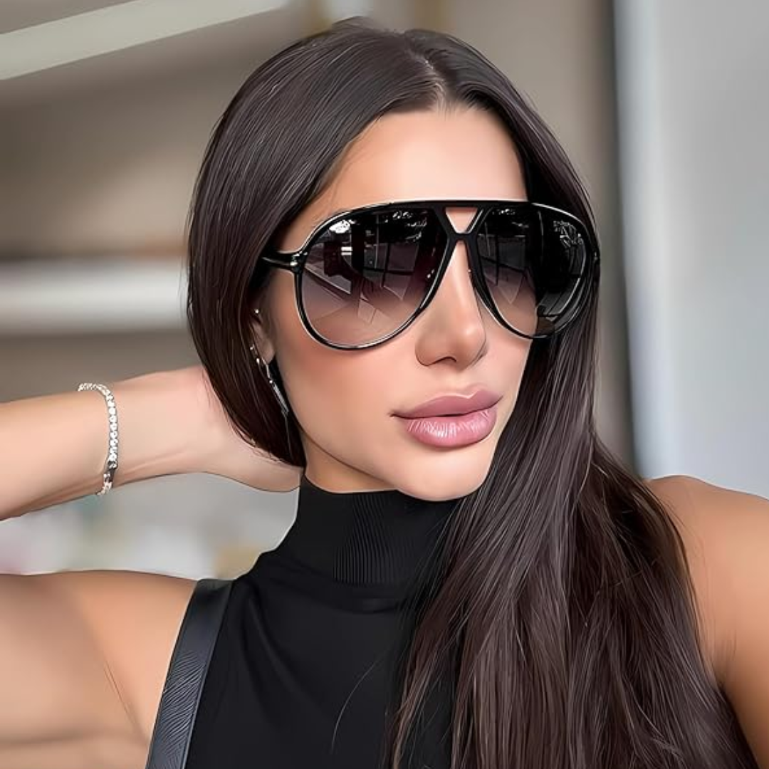 Amara Retro Oversized Aviator Sunglasses - UV400 Vintage Style