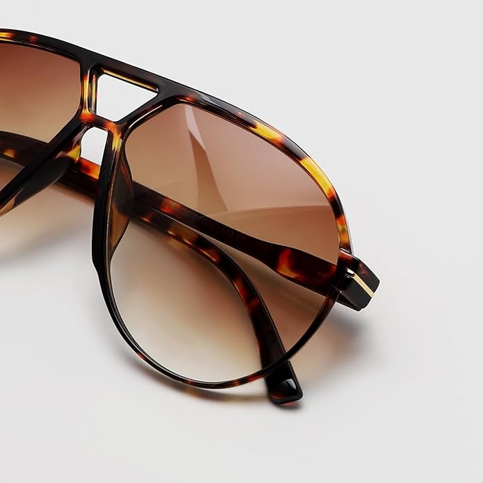 Amara Retro Oversized Aviator Sunglasses - UV400 Vintage Style