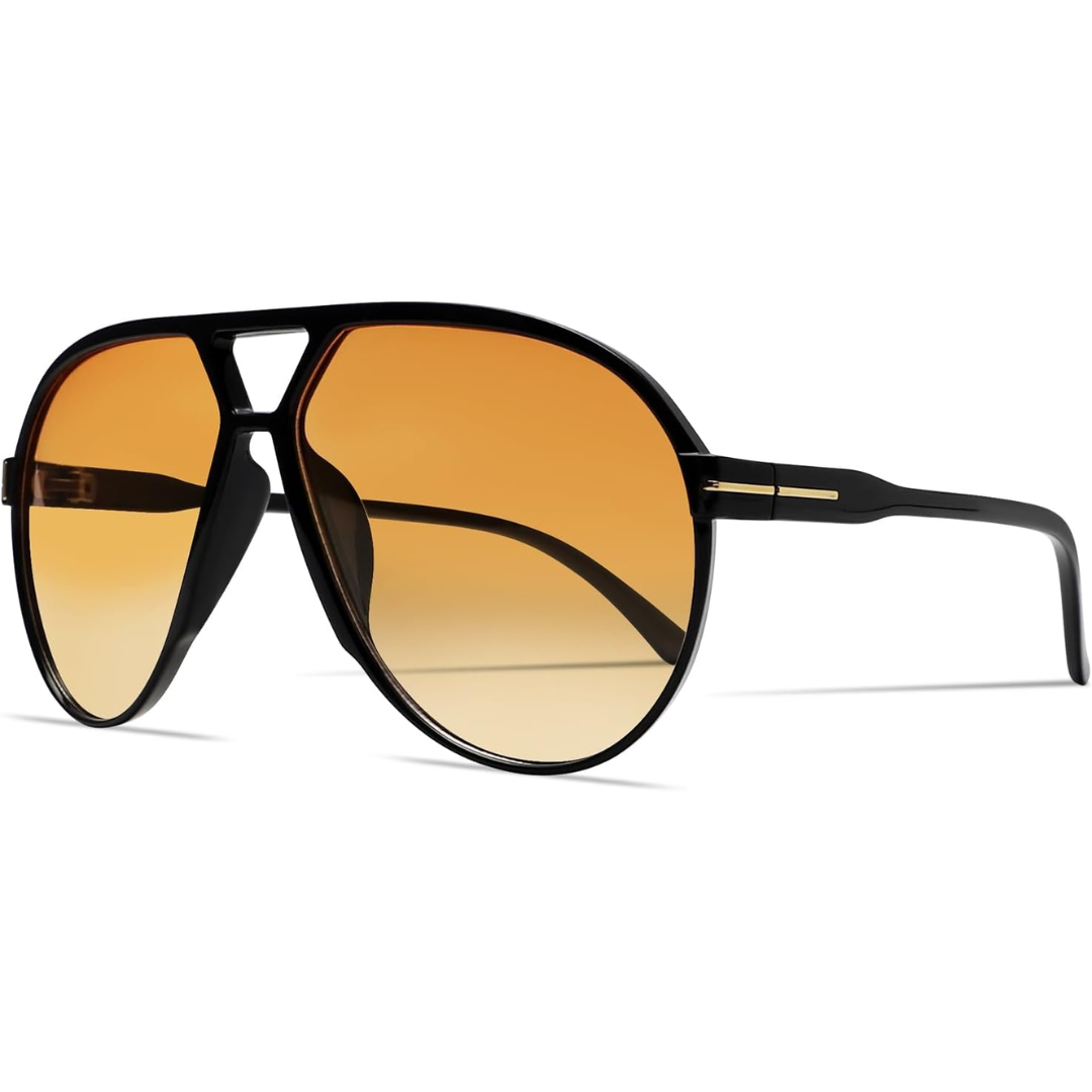 Amara Retro Oversized Aviator Sunglasses - UV400 Vintage Style