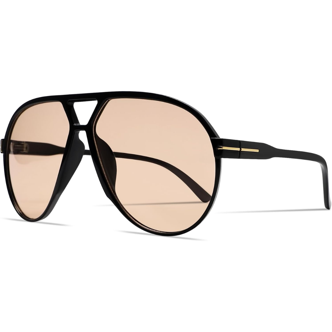 Amara Retro Oversized Aviator Sunglasses - UV400 Vintage Style