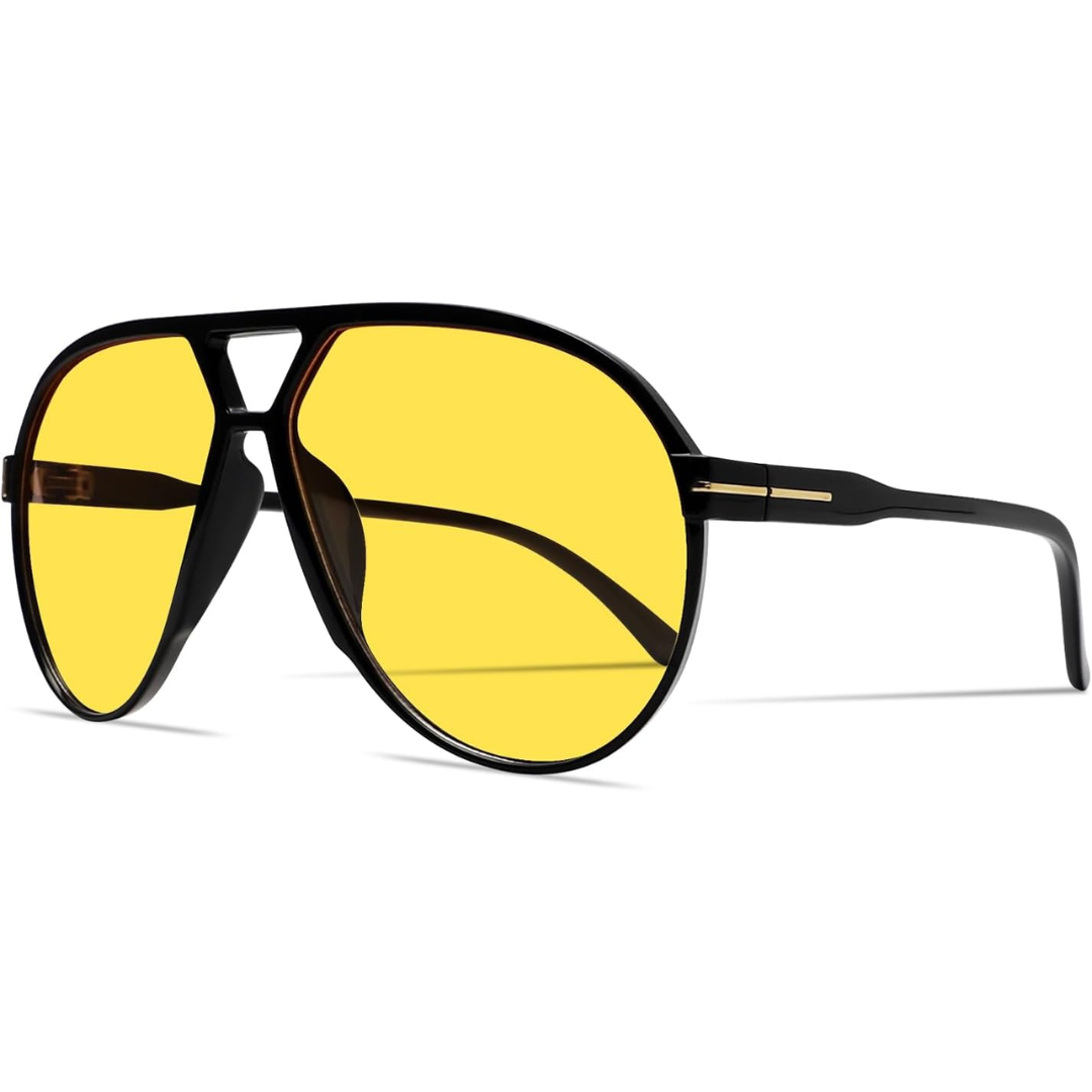 Amara Retro Oversized Aviator Sunglasses - UV400 Vintage Style