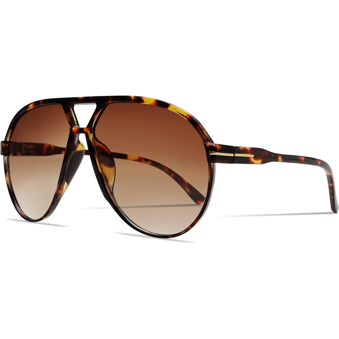 Amara Retro Oversized Aviator Sunglasses - UV400 Vintage Style