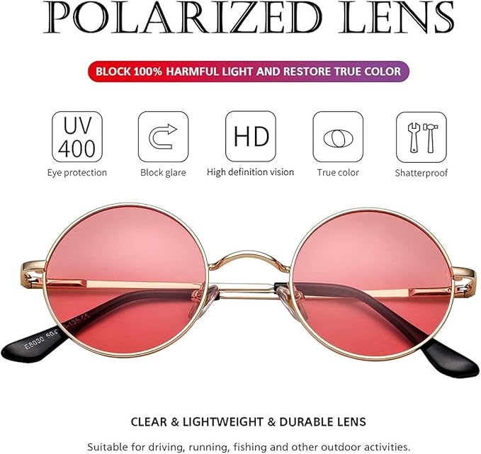 Lennon Retro Round Polarized Sunglasses - Vintage UV-Protection Shades