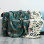 Nordic Nest Reversible Bird Blanket - Scandinavian Cotton Mesh Throw