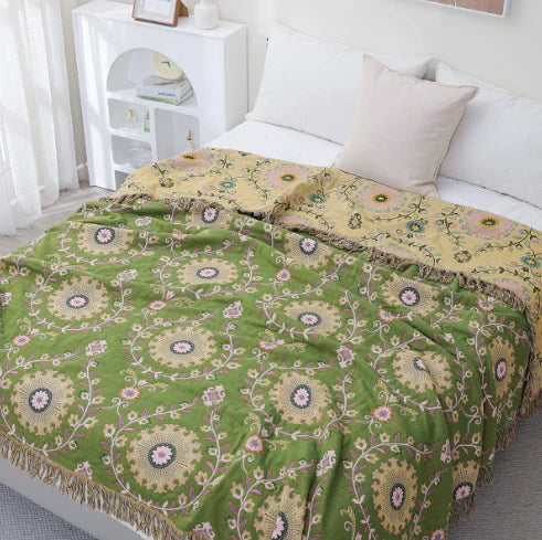 Nordic Nest Reversible Bird Blanket - Scandinavian Cotton Mesh Throw