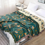 Nordic Nest Reversible Bird Blanket - Scandinavian Cotton Mesh Throw