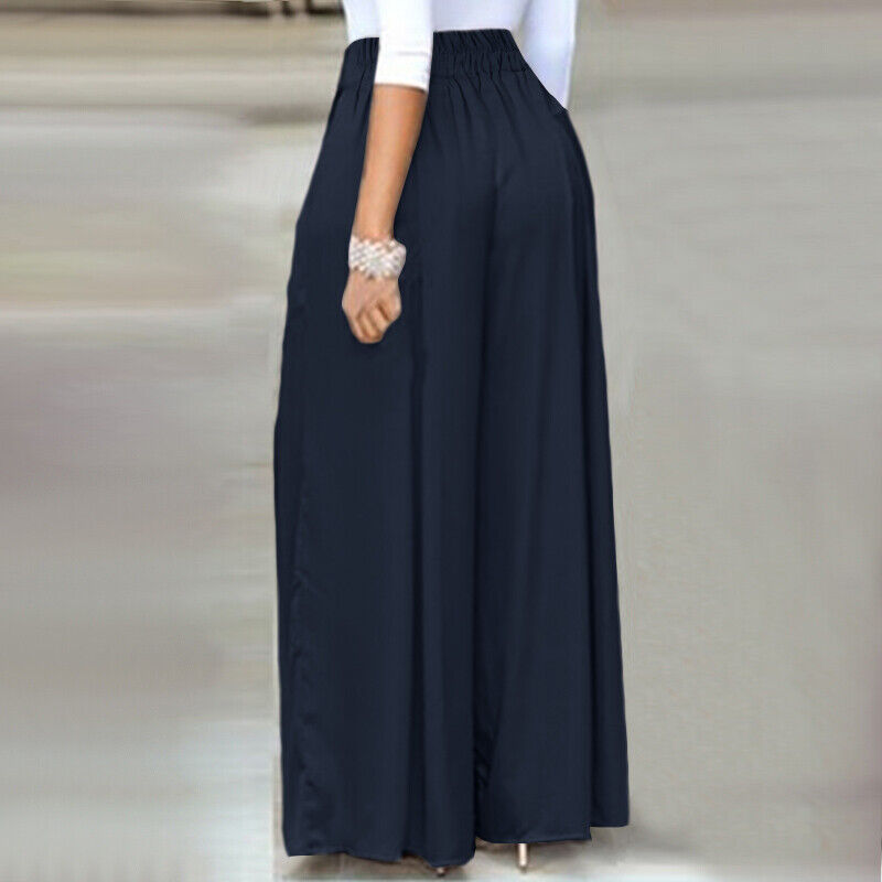 Plus-Size Wide-Leg Work Pants - High-Waist Palazzo Style
