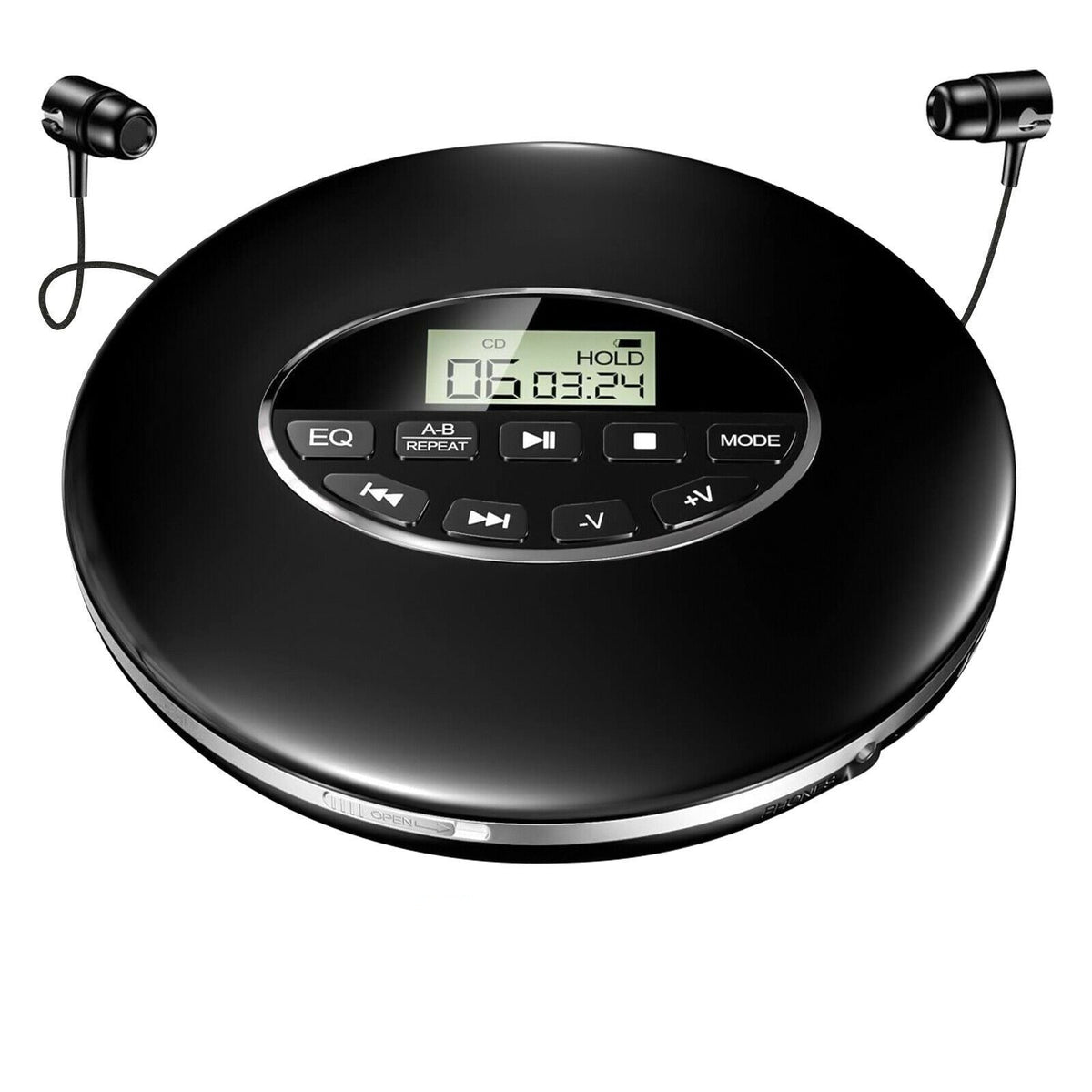 Portable CD Player - Compact Walkman with Anti-Skip & Headphones