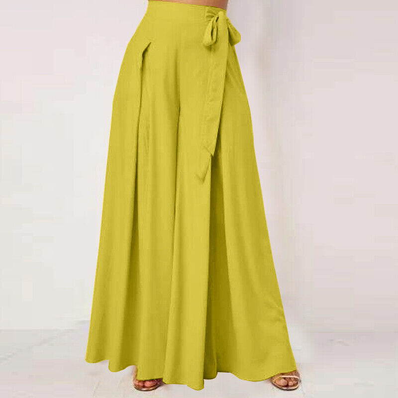 Plus-Size Wide-Leg Work Pants - High-Waist Palazzo Style