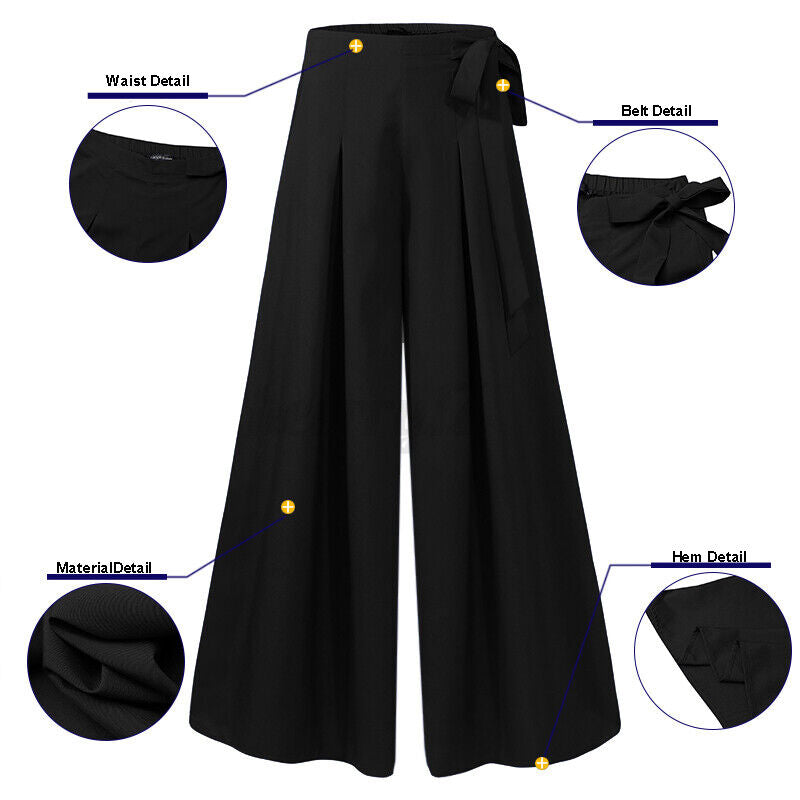Plus-Size Wide-Leg Work Pants - High-Waist Palazzo Style