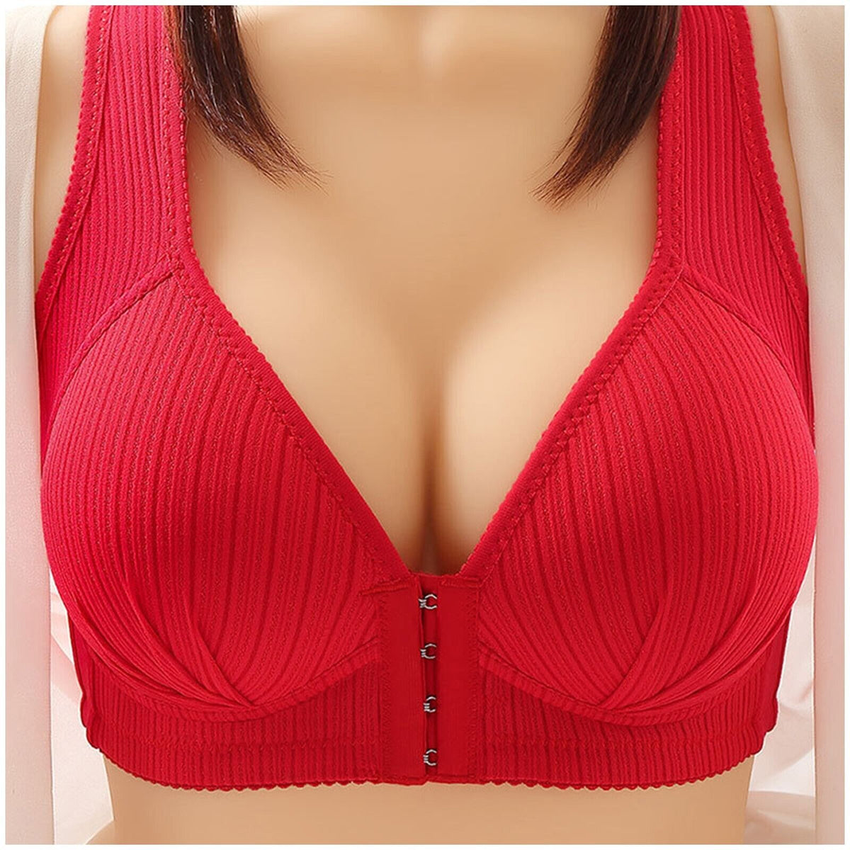 Plus Size Front-Closure Push-Up Bra - 3D Cups, Wire-Free Comfort