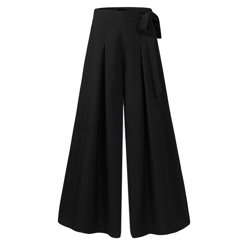 Plus-Size Wide-Leg Work Pants - High-Waist Palazzo Style