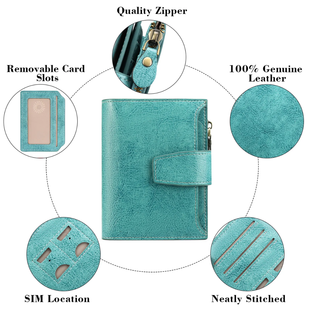 Genuine Leather Multi-Pocket Wallet - RFID-Blocking Card Case
