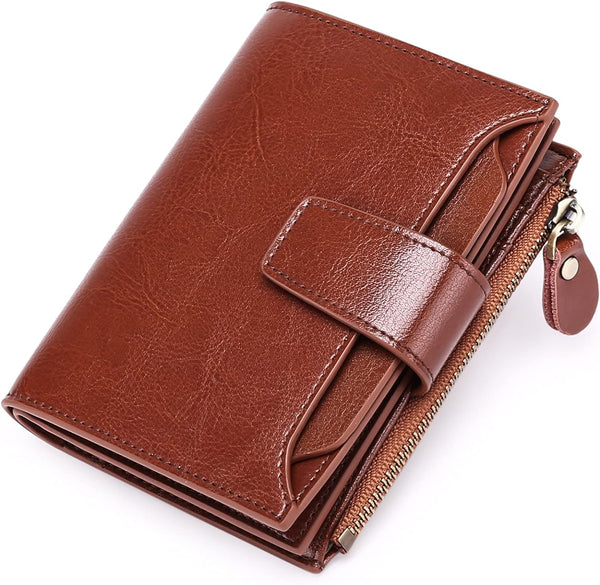 Genuine Leather Multi-Pocket Wallet - RFID-Blocking Card Case