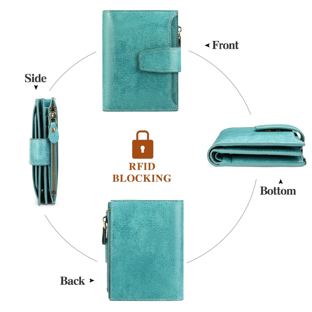 Genuine Leather Multi-Pocket Wallet - RFID-Blocking Card Case