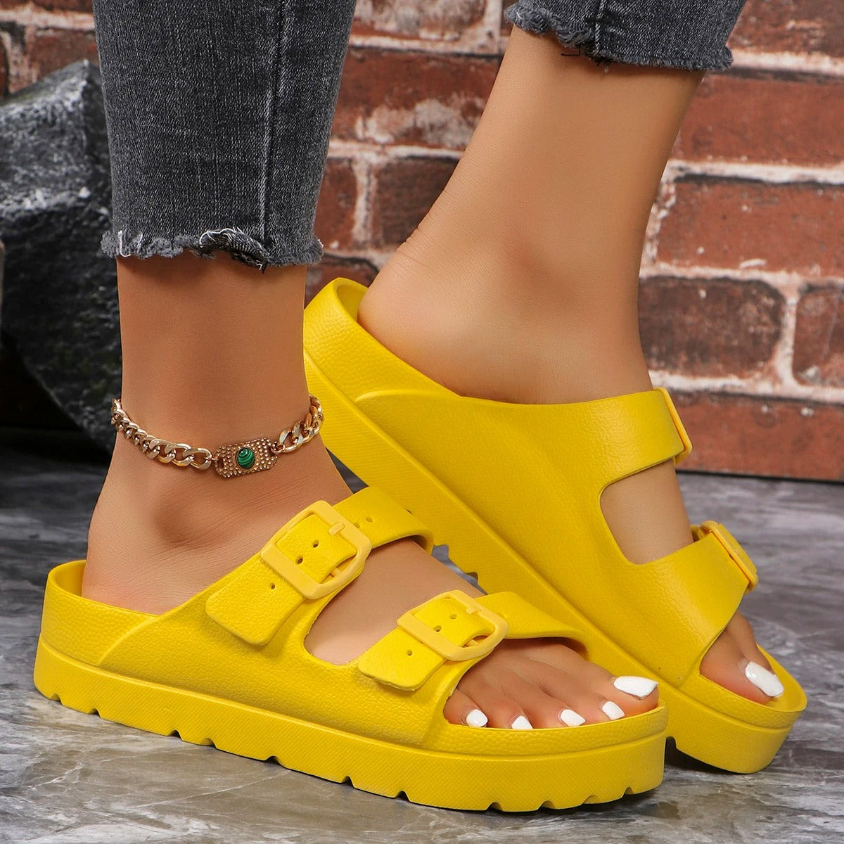 Women's Thick Sole Slippers - Cushioned Shock-Absorbing Comfort