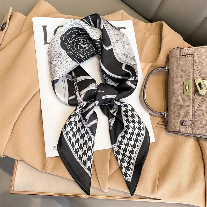 Sophia Silk Charm Plaid Scarf - Versatile Neck Scarf & Hair Tie