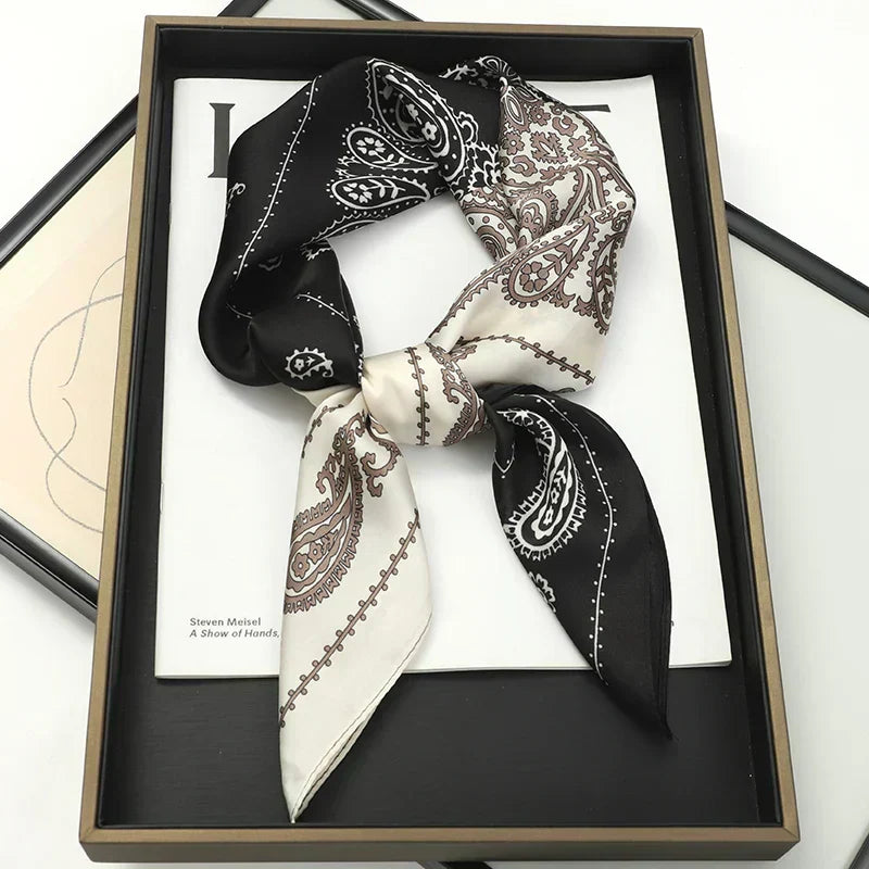 Sophia Silk Charm Plaid Scarf - Versatile Neck Scarf & Hair Tie