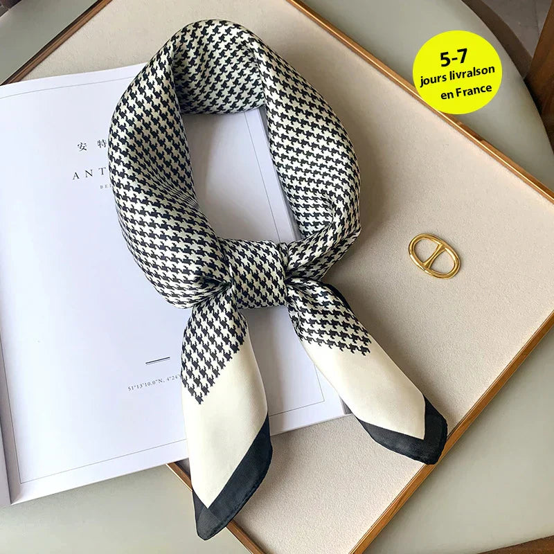Sophia Silk Charm Plaid Scarf - Versatile Neck Scarf & Hair Tie