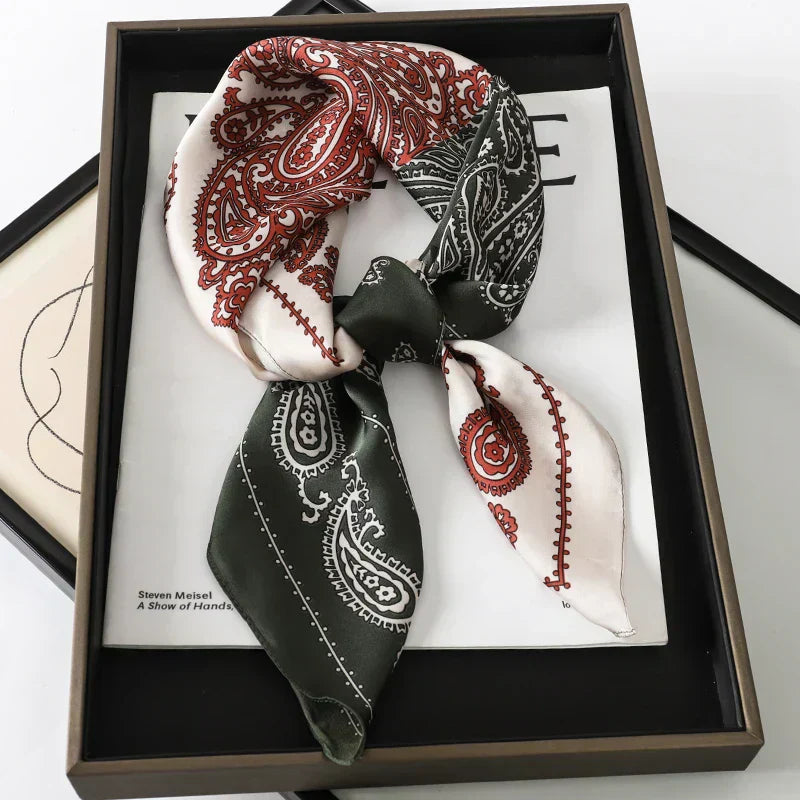 Sophia Silk Charm Plaid Scarf - Versatile Neck Scarf & Hair Tie