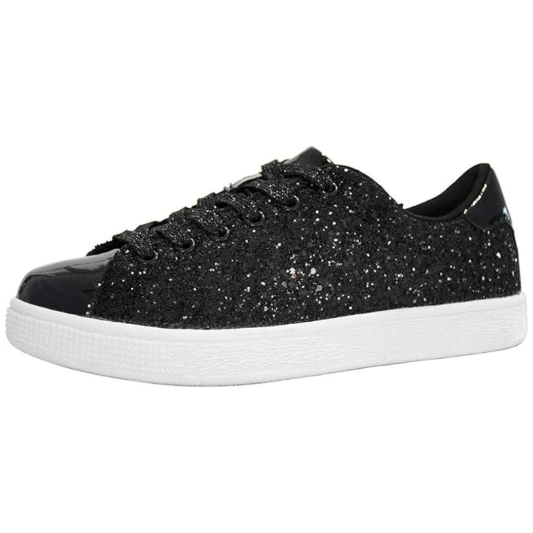 Xenia Glitter Lace-Up Sneakers - Sparkling Fashion Shoes for Women