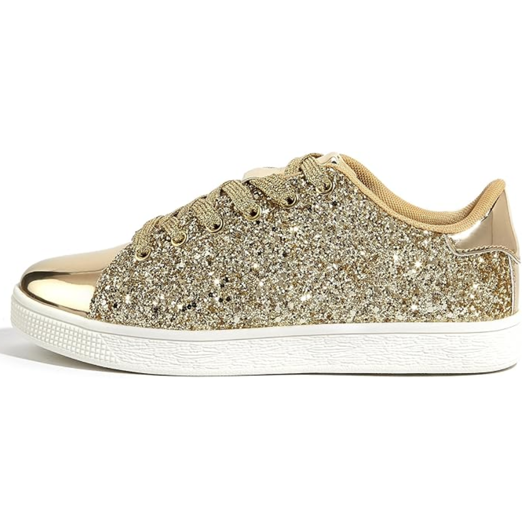 Xenia Glitter Lace-Up Sneakers - Sparkling Fashion Shoes for Women