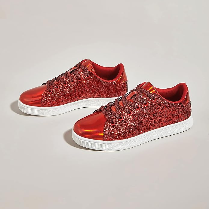 Xenia Glitter Lace-Up Sneakers - Sparkling Fashion Shoes for Women