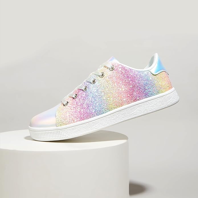 Xenia Glitter Lace-Up Sneakers - Sparkling Fashion Shoes for Women
